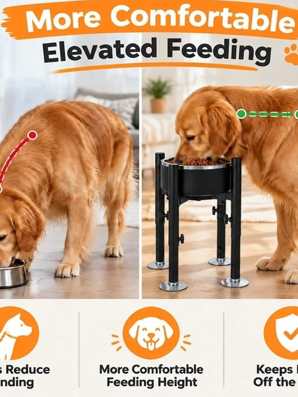 Yeti Black Adjustable Dog Food Bowl Stand